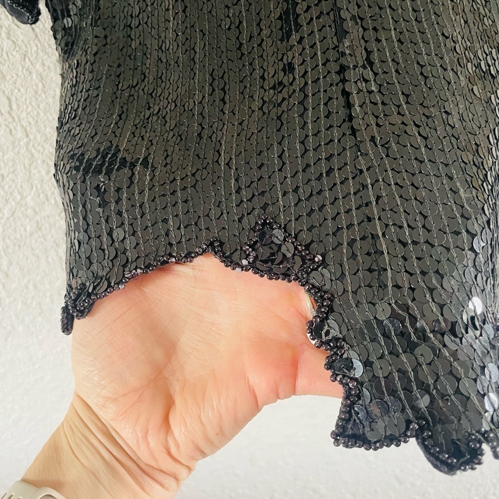 Vintage Stinay 100% Silk Beaded Sequin Top - Picture 3 of 12